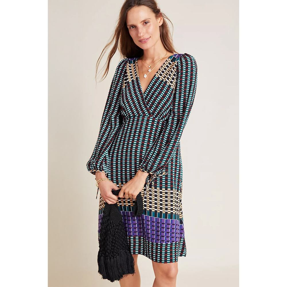 Anthropologie x Maeve Women's Gianna Long Sleeve V Neck Tunic Dress Professional